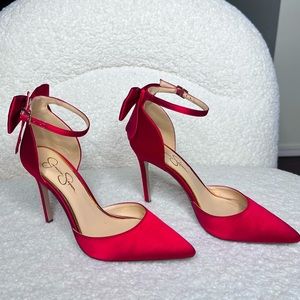 Jessica Simpson strappy heel with bow true red